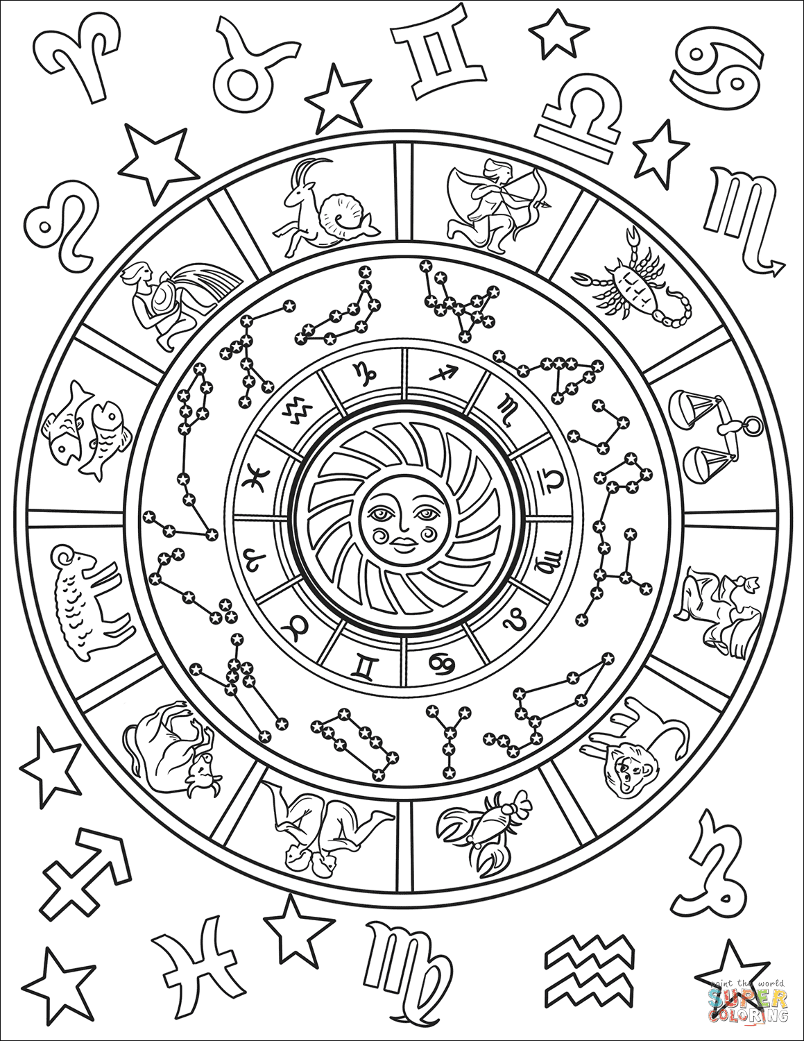 Libra zodiac sign coloring page | free printable coloring pages. 12 Astrological Signs Coloring Page Free Printable Coloring Pages