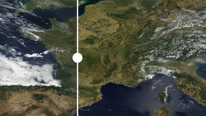 AVANT/APRES. Visualisez l'ampleur de la sécheresse en France depuis l'espace