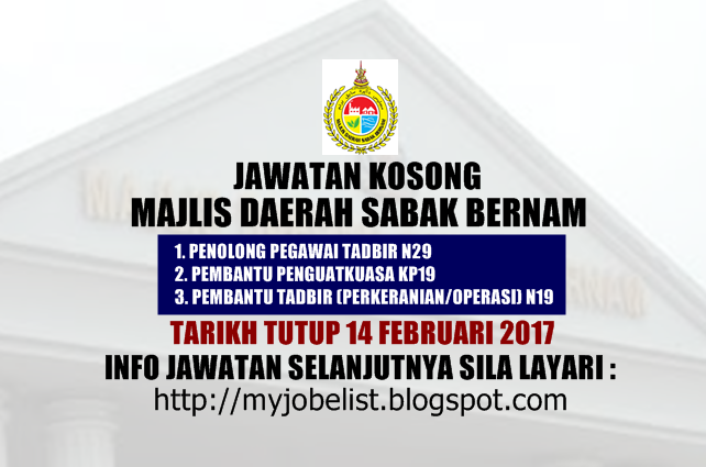 Perpustakaan desa pasir panjang ban 1 1/2, parit 10, pasir panjang 45400 sekinchan, selangor. Jawatan Kosong Di Majlis Daerah Sabak Bernam Mdsb 14 Februari 2017 Isketambola Isketambola