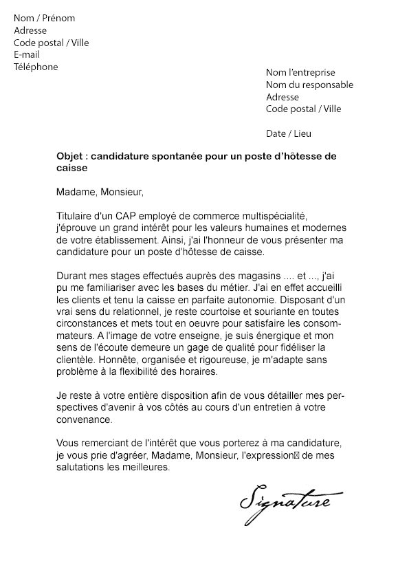 Lettre De Motivation Commerce Franprix  Meteran o