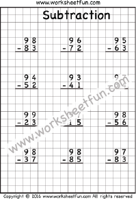 Refill grade 2 and grade 3 kids' cup of practice in borrowing from tens place with columnar and horizontal subtraction through this set of pdf subtraction within 100 worksheets. 2 Digit Subtraction No Regrouping 4 Worksheets Free Printable Worksheets Worksheetfun