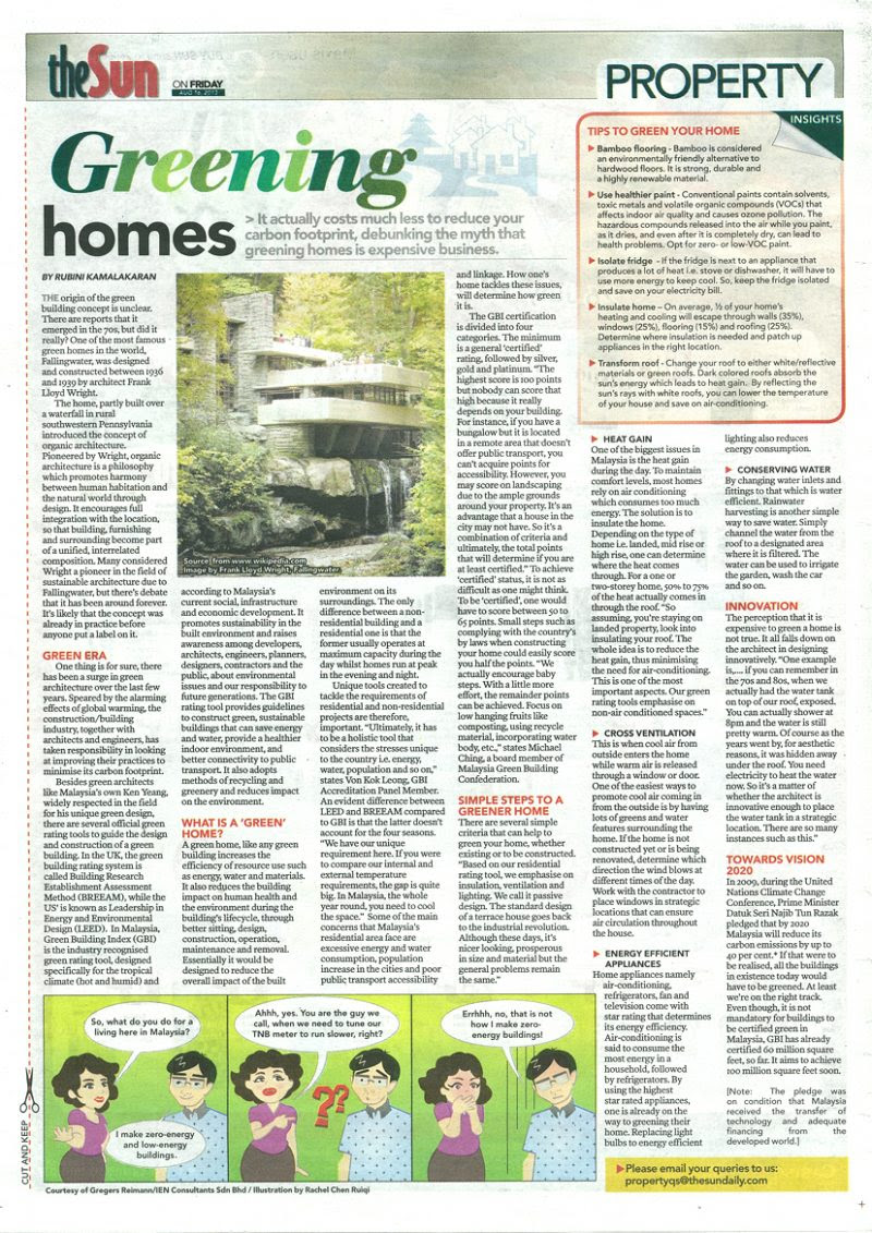 Sun daily newspaper malaysia (now branded as thesun) is malaysia's first national free daily newspaper in tabloid form. Greening Homes The Sun 16 August 2013 Malaysia Green Building Council Malayisagbc