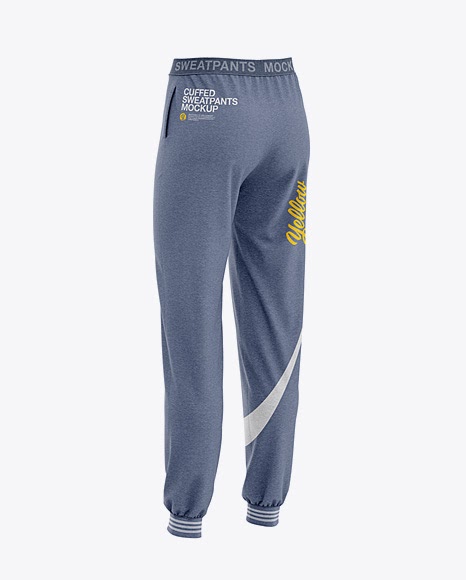 Download Women's Heather Cuffed Joggers Back Half Side View ...