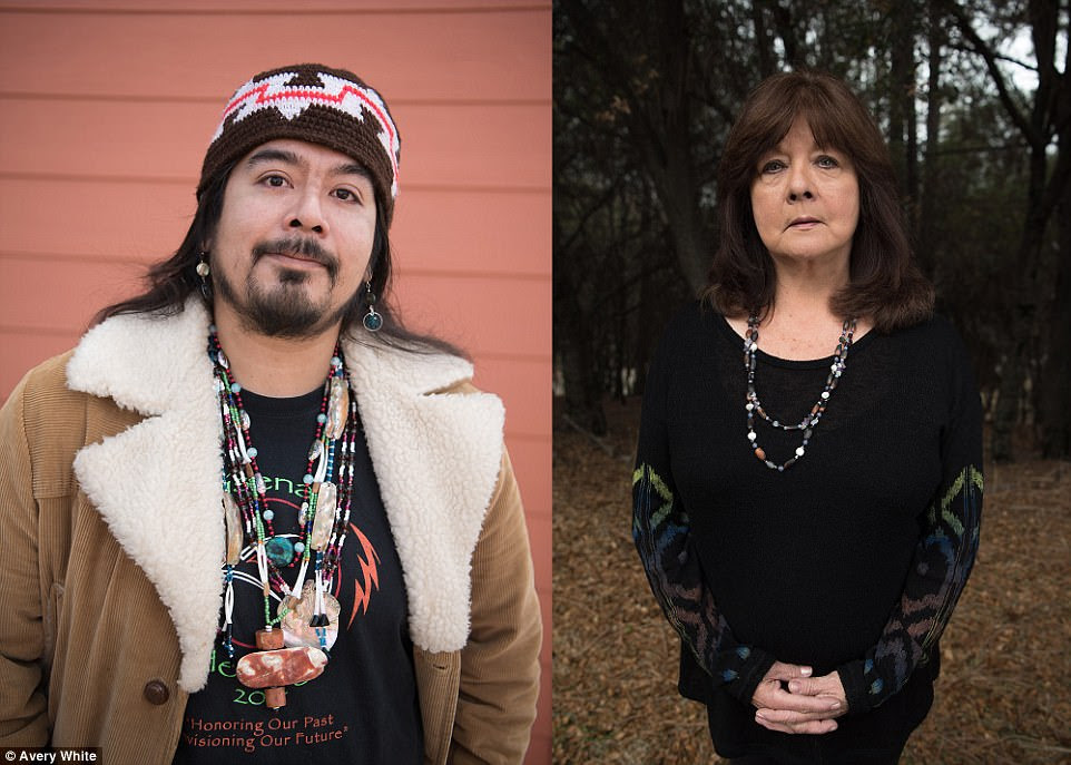 Tribe member Michael Ramirez (left) and tribal council treasurer Lorena Davis (right)