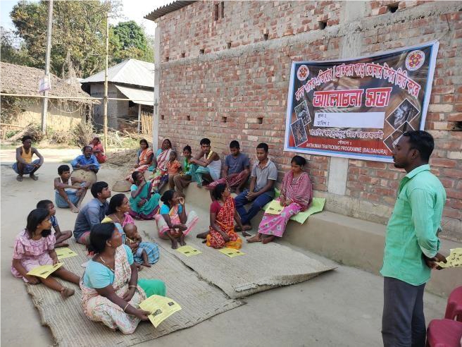 Participants gather for an anti-human trafficking education program.