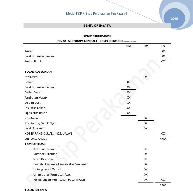 Contoh Soalan Akaun Penyata Pendapatan - Soalan ag