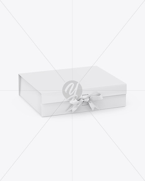 Download Download Matte Gift Box With Bow Mockup - Half Side View ...