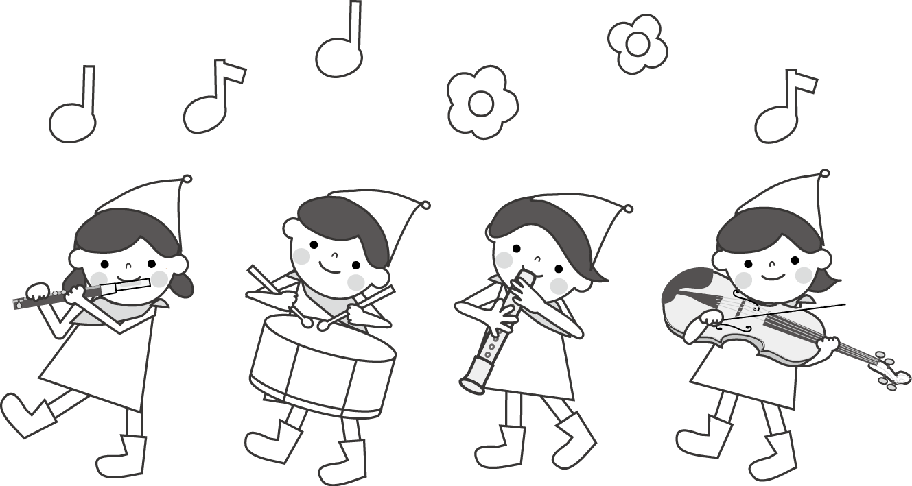 心に強く訴える楽器 イラスト 白黒 美しい花の画像