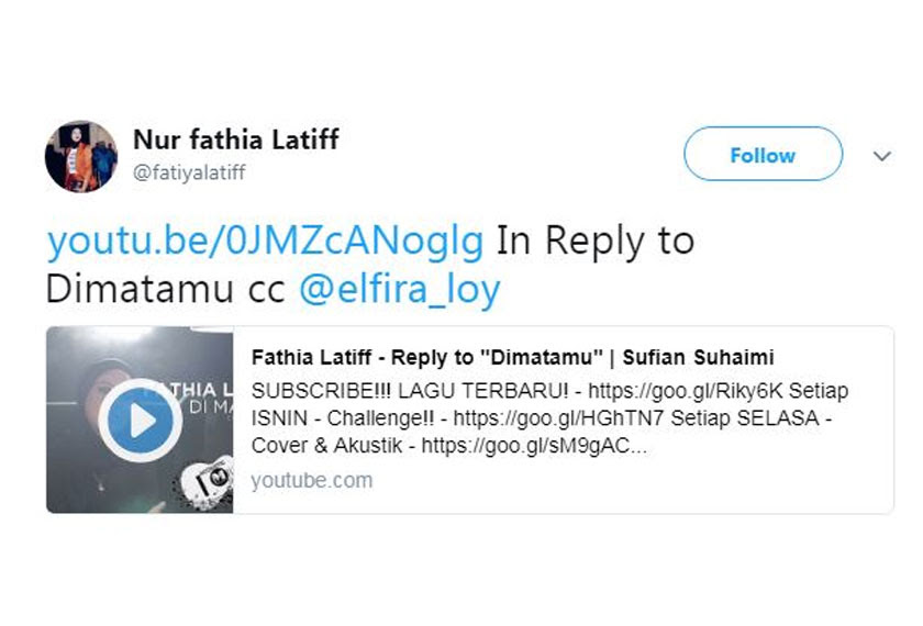 Keikhlasan hatiku padamu betapa ku mencuba mendapatkan secebis kasihmu. Rakam Reply Lagu Di Matamu Sufian Suhaimi Netizen Persoal Tindakan Fathia Cc Elfira Loy Astro Awani