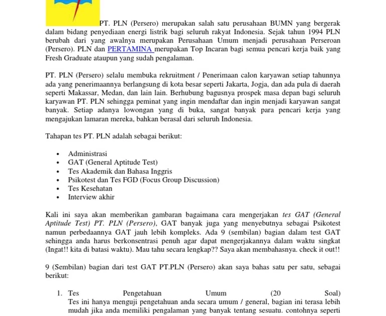 Contoh Soal Test Value Bumn