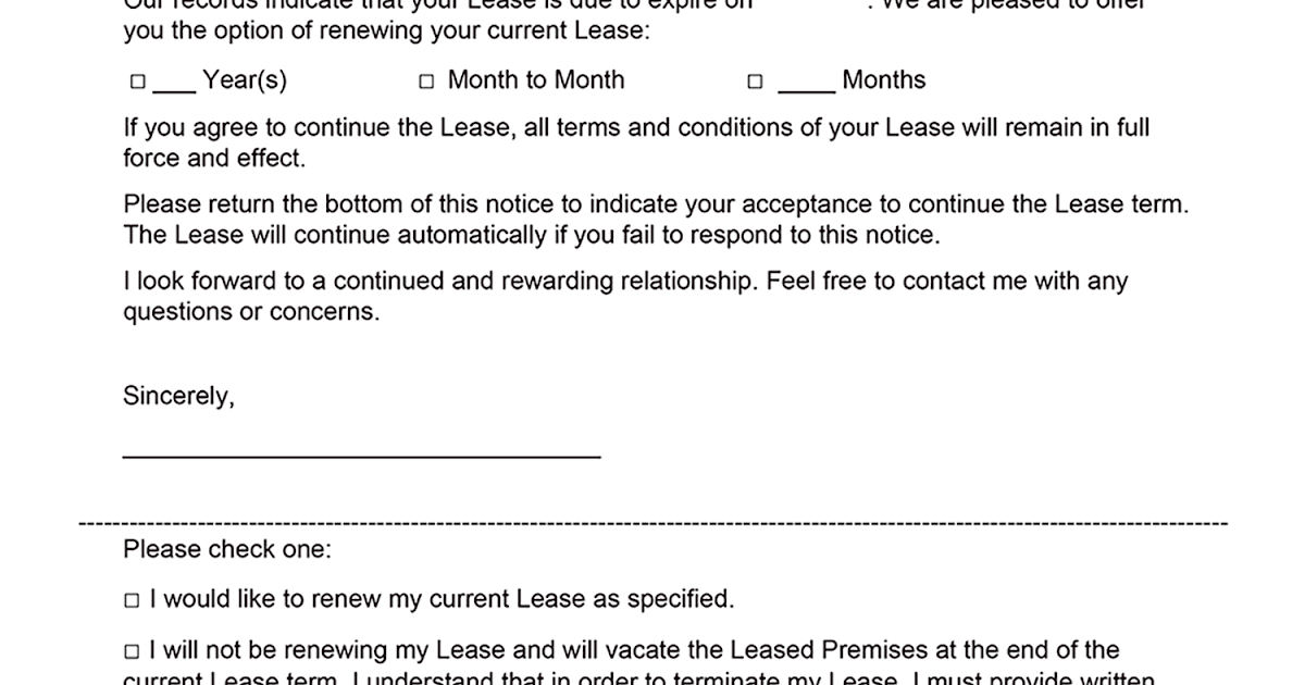 Letter To Notify Landlord Not Renewing Lease / But meetings and discussions can be held for any ...