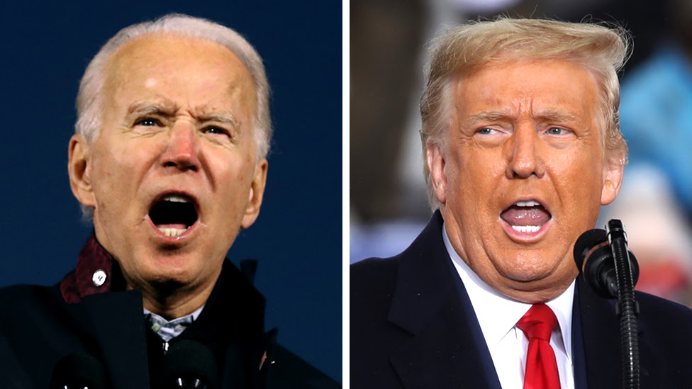 Photos of Joe Biden and Donald Trump.