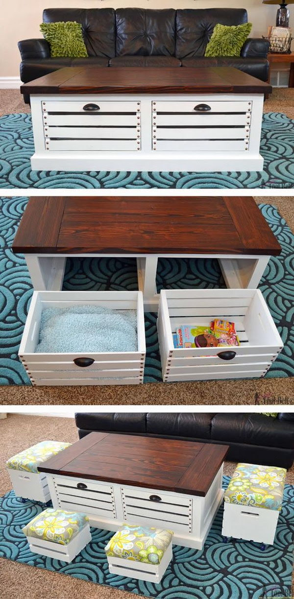 Here is our coffee table in place to make sure it fits. 35 Diy Wood Crate Projects With Lots Of Tutorials Noted List