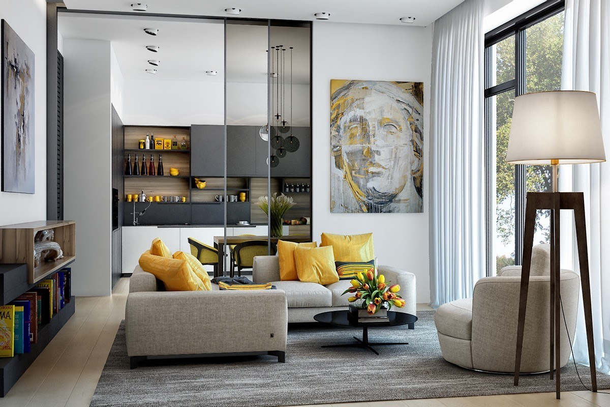 Gray yellow bedroom theme decorating tips. 25 Gorgeous Yellow Accent Living Rooms