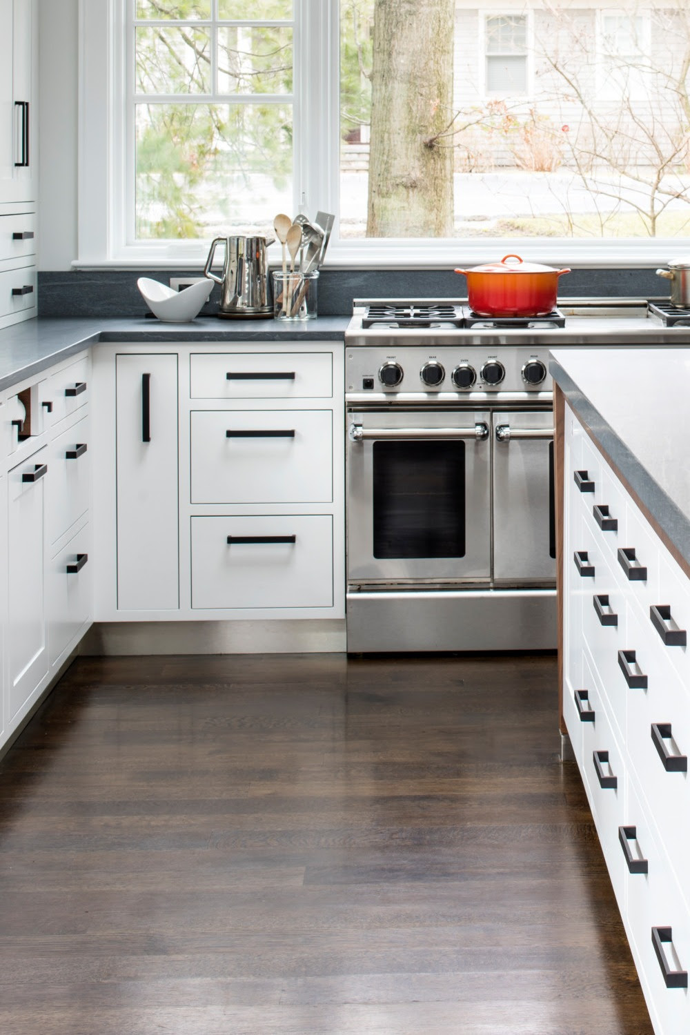 To stunning examples of white cabinets; White Kitchen Cabinets With Black Hardware Countertopsnews