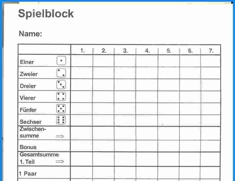 Kniffel Block Ausdrucken / Kniffelblock Gross Zum ...