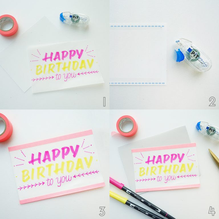 美しい Happy Birthday バースデー カード 手書き ボールペン サマロンデ