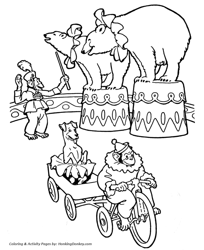 Printable activities for kids circus coloring pages for kids artist landscape poster online coloring pages color art lessons elementary trapeze artist. Circus Animal Coloring Pages Printable Performing Circus Circus Bears Coloring Page And Kids Activity Sheet Honkingdonkey