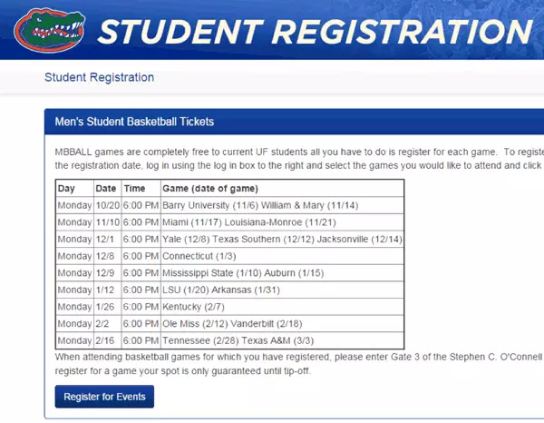 If we still have tickets available after we sell to our gator boosters, using their priority point system, we will sell to those in the uf recent grad program. How To Register For Men S Basketball Student Tickets Florida Gators