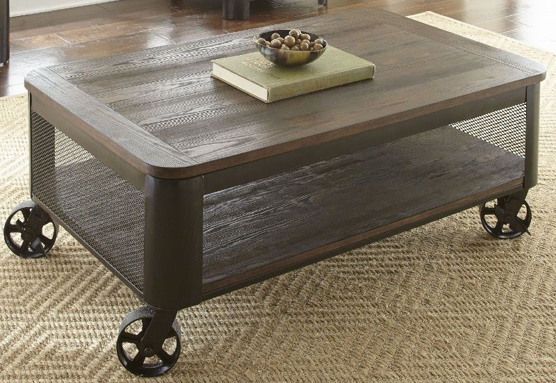 Cocktail table feature lift top. Modern Brown Lift Top Coffee Table With Wheels Barrow Rc Willey Furniture Store