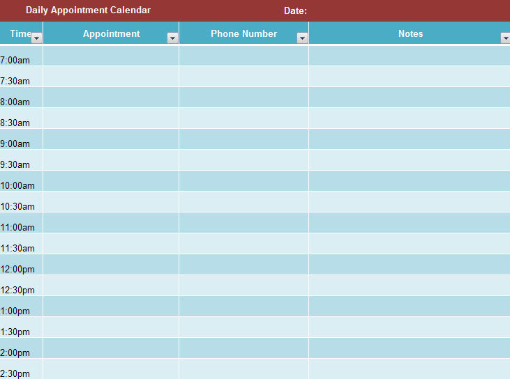 Admittedly, the calendar months will occasionally run five weeks, but for the purposes of our gantt chart example, this approximation should suffice. Daily Appointment Calendar Template Daily Appointment Calendar