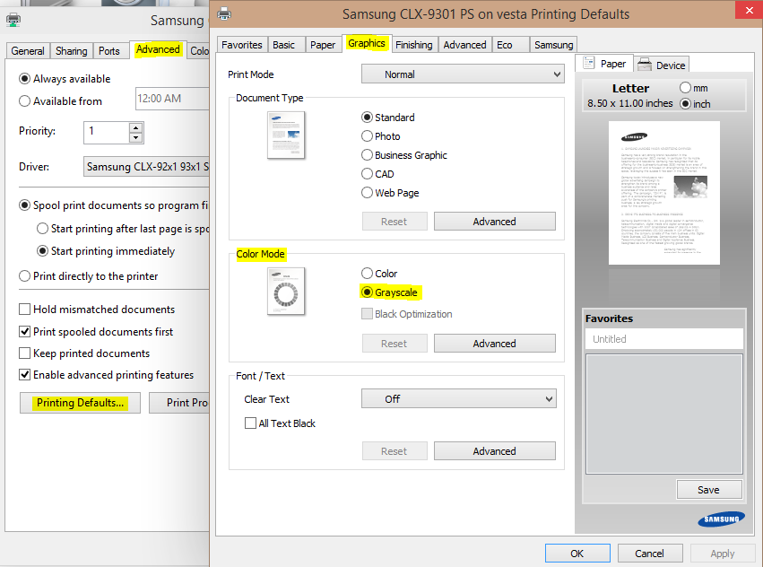 The software is restricted, making it. Samsung Default Print To Black And White