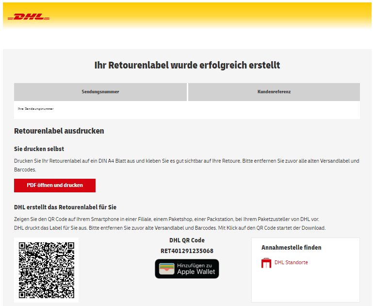 Dhl Retourenschein Zum Ausdrucken Kostenlos - Amazon Rucksendeetikett Ohne Strichcode ...