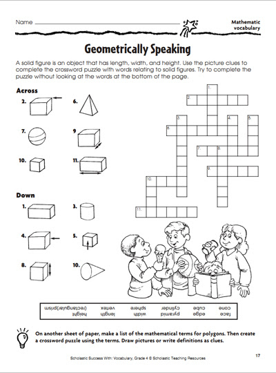 Printable math crossword puzzles pdf. Geometrically Speaking Crossword Puzzle Scholastic Parents