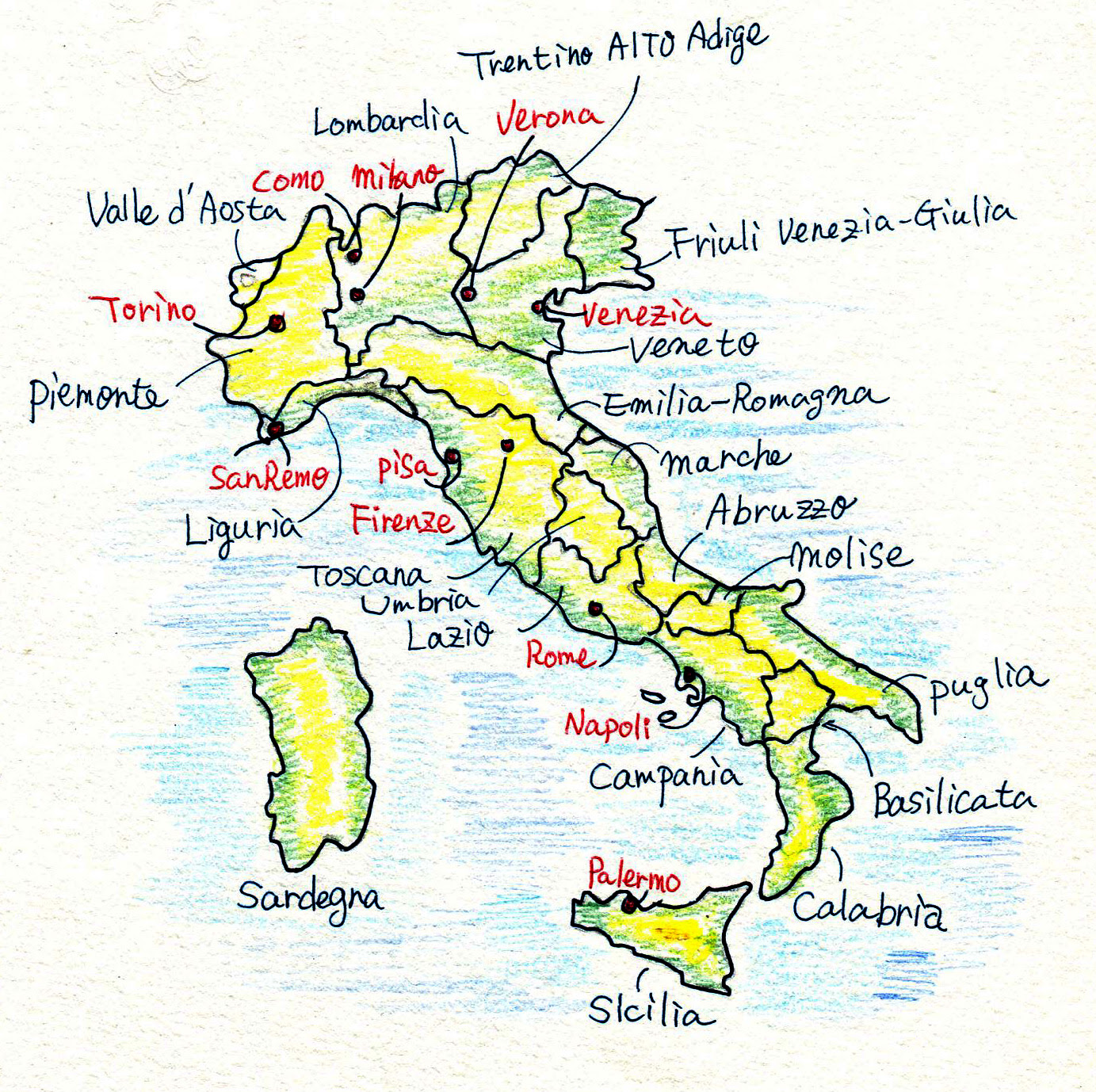 ぜいたくイタリア 地図 イラスト 日本のイラスト