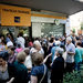 Retired Greeks waiting to receive partial pension payments outside a bank in Athens.