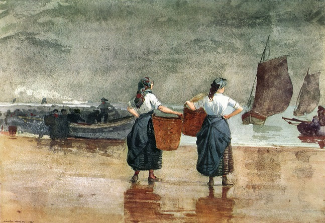 Fisher Girls on the Beach, Tynemouth, 1881 (647x444, 149Kb)