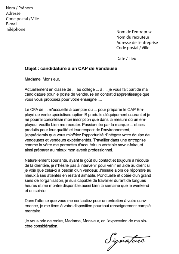 Lettre De Motivation Employé De Commerce En Magasin