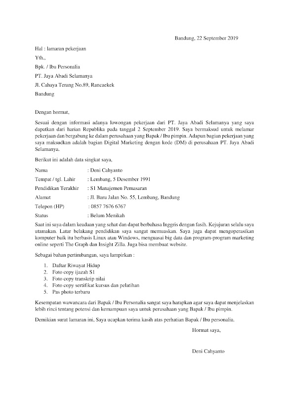 Contoh Surat Lamaran Pekerjaan Tulis Tangan 2020 : Contoh Lengkap Surat Lamaran Kerja Tulis Tangan Terbaru - Contoh surat lamaran kerja tulis tangan.