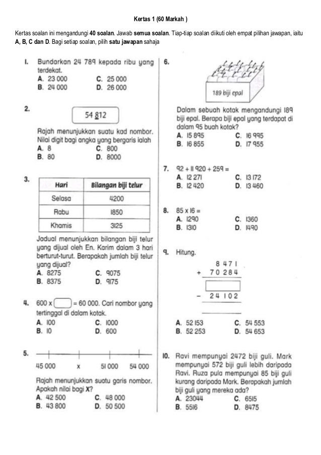 Contoh Soalan Ujian Matematik Tingkatan 3  Info Melayu