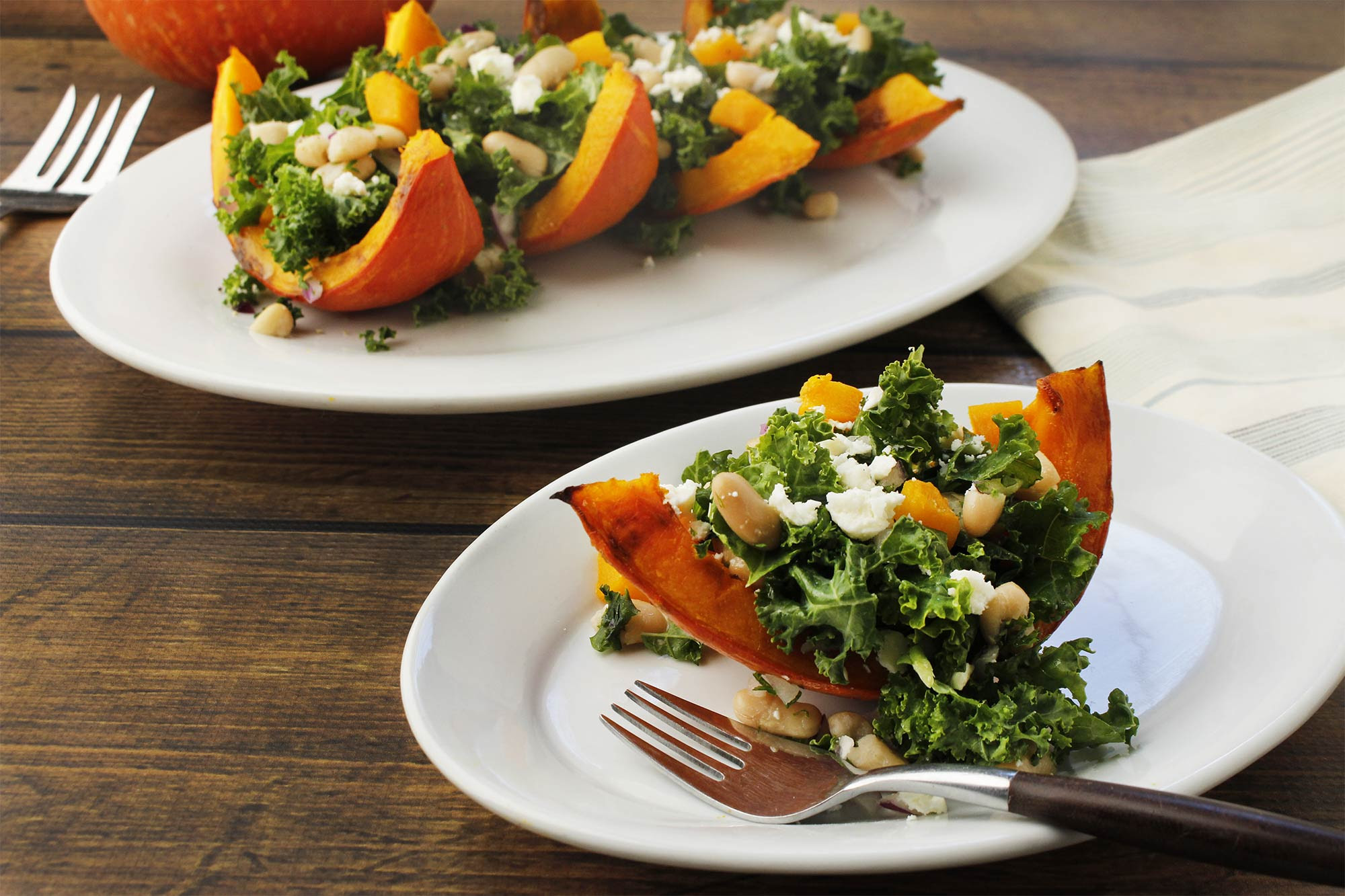 Wash the outside of the squash and cut into half. Farm Fresh To You Recipe Roasted Red Kuri Squash Cannellini And Kale Salad