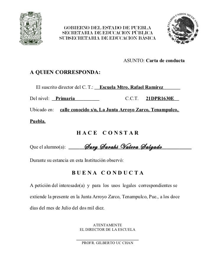 Certificado De Buena Conducta Modelo Word - Recipes Pad r