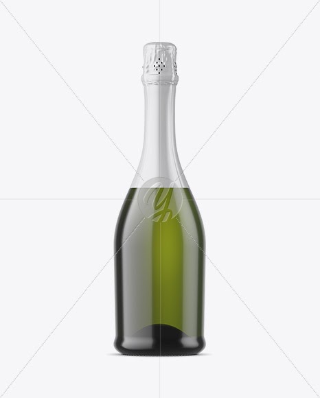 Download Green Bottle With White Champagne Mockup PSD
