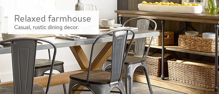 Shop the Farmhouse home collection for relaxed, casual dining decor.