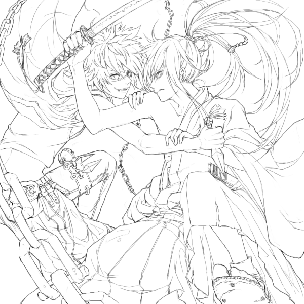 かっこいい 二 人 構図 戦闘