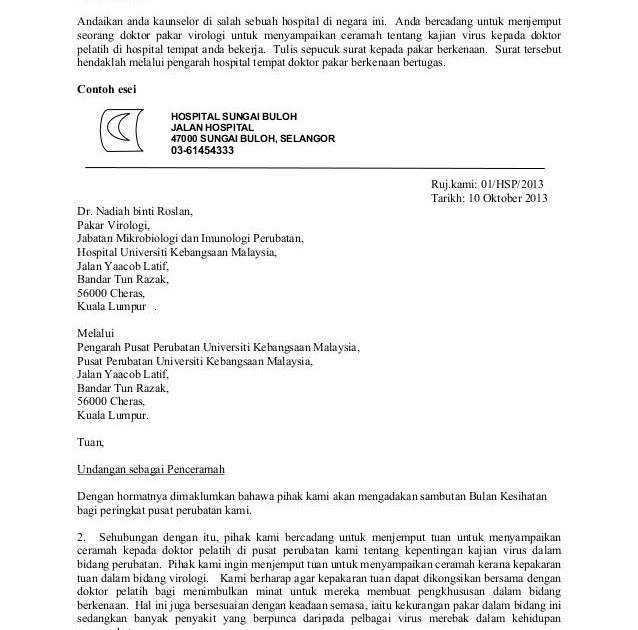 Surat Rasmi Kepada Pengarah - Kesihatan z