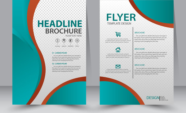 Flyer template  design with green curves illustration Free 