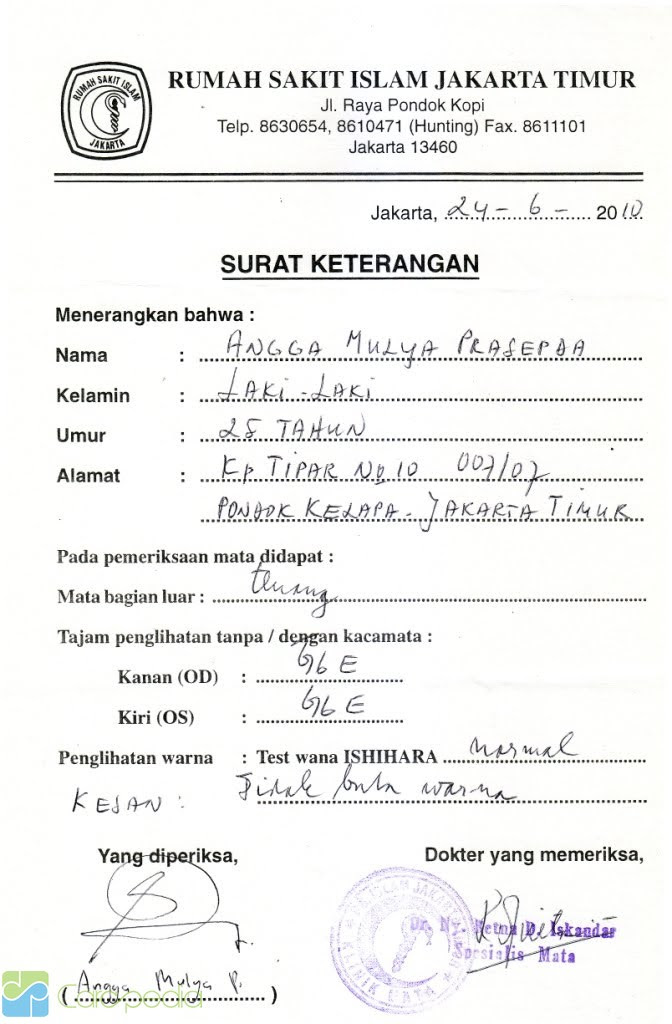 Contoh Surat Keterangan Sakit dari Dokter | Ngintip Rong