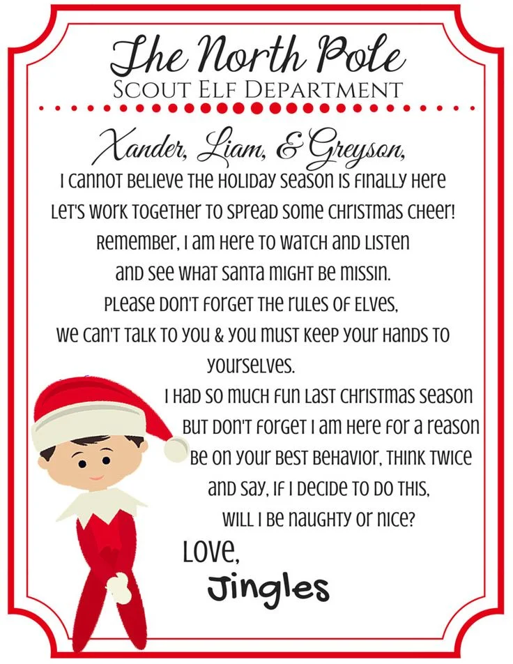Birthday Letter From Elf on the Shelf Printable Dede Yvone
