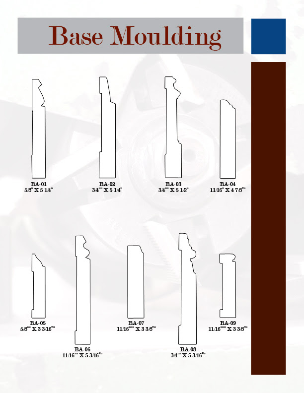 Simple lines create a dramatic look when used to create wall panels in a living room, dining room or family room. Base Mouldings J J Woodworking Co Inc