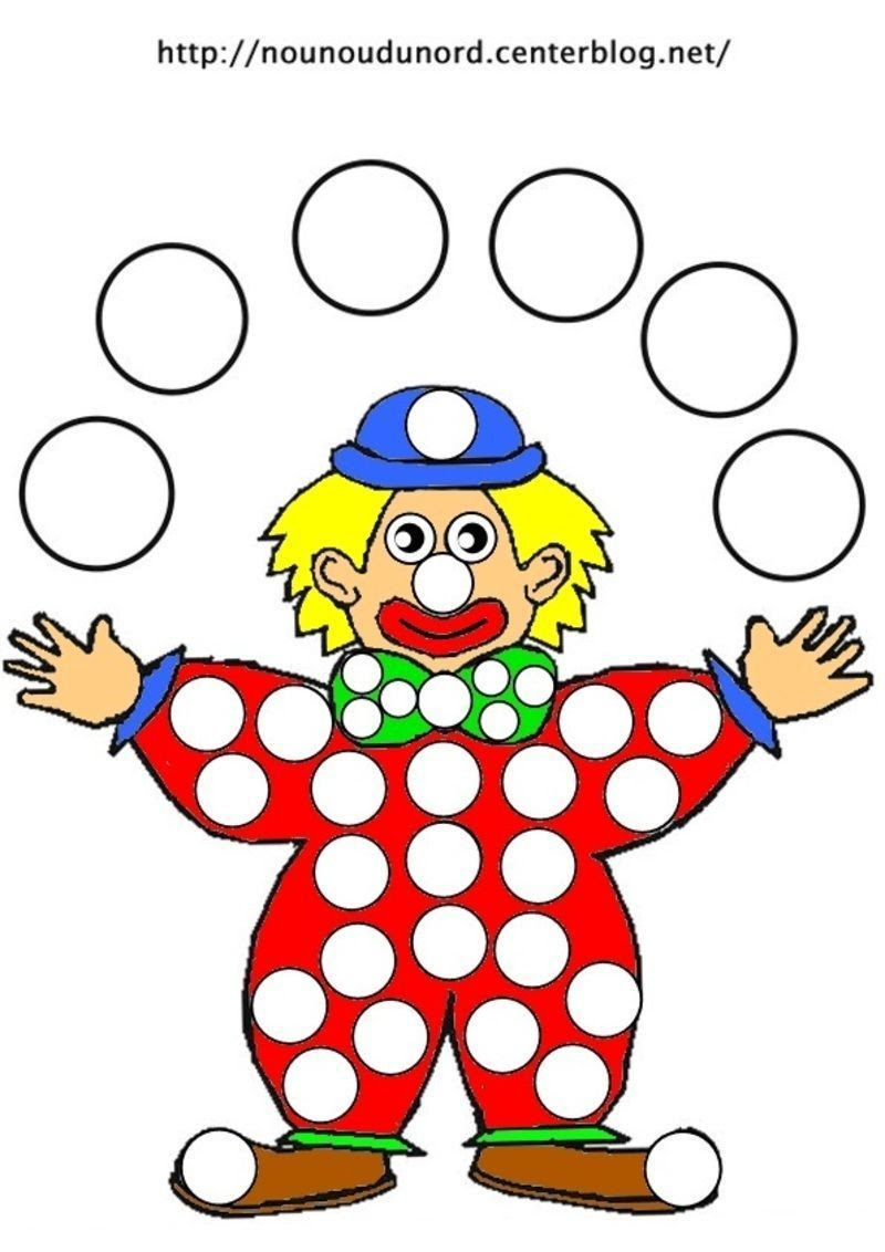 Coloriage magique clown téléchargez gratuitement ce coloriage magique avec un dessin de clown pour maternelles et classes de cp. Coloriage Le Clown A Gommettes Et En Couleur