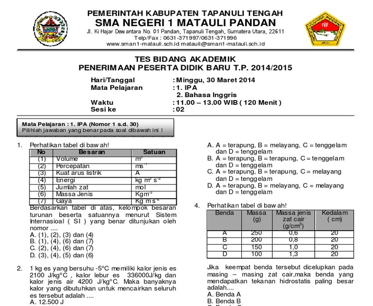 Soal Tes Masuk Smp 2019 - Pembahasan Soal