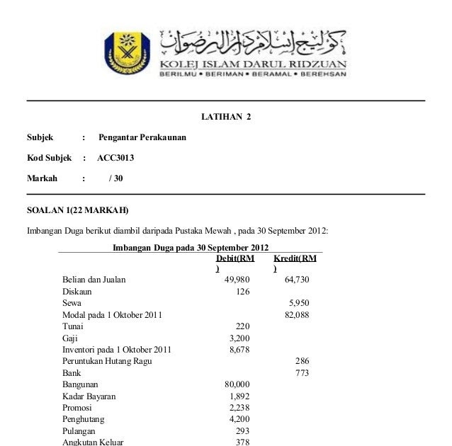 Contoh Soalan Akaun Universiti - Stiker Dinding Murah