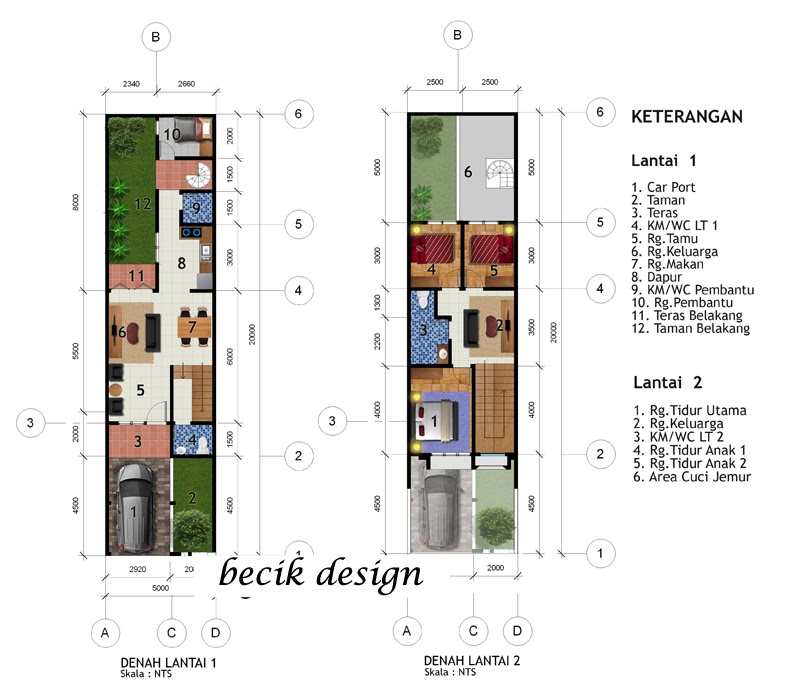 Penting Denah Rumah 5x15 2 Lantai, Rumah Minimalis 2 Lantai