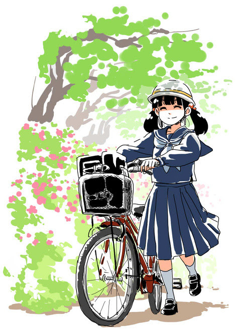 無料ダウンロード中学生 自転車 ヘルメット イラスト 美しい花の画像