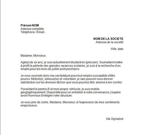 Exemple Lettre De Motivation Job Ete Etudiant  Delnancz